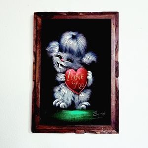 Mod mid century Kitsch dog painting